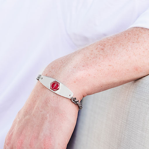 Bracelet Médical Urgence En Acier Inoxydable Or Rose - Gravure 'Eliquis' - Chaîne Réglable 25cm - Pour Femme Adulte - 8