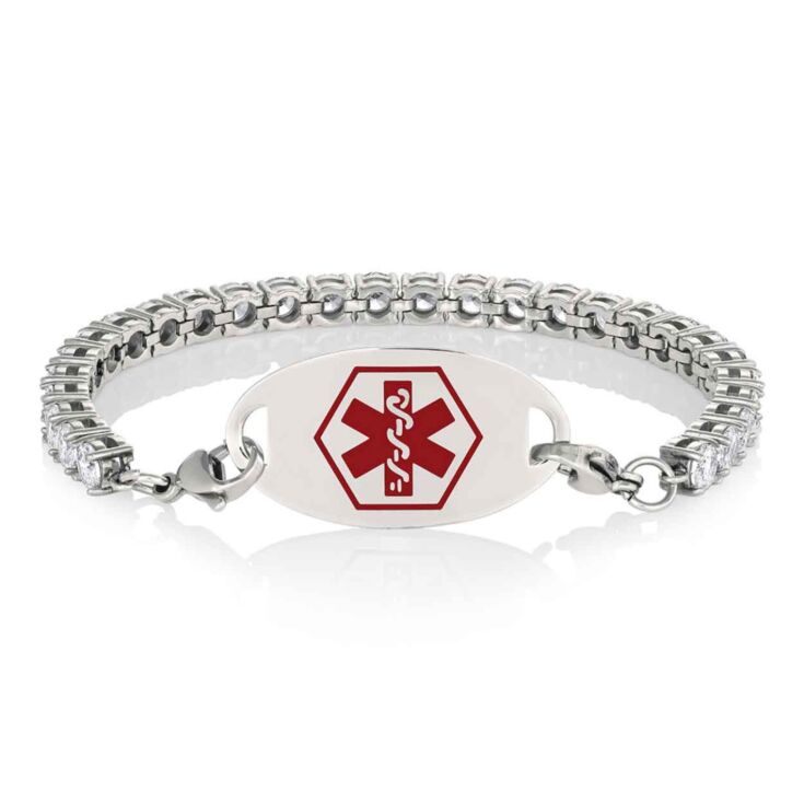 Mélange inoxydable sur bracelet de tennis