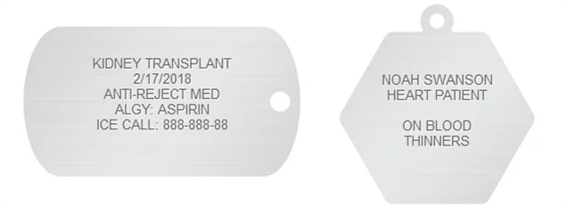 Exemples de gravure pour médicaments