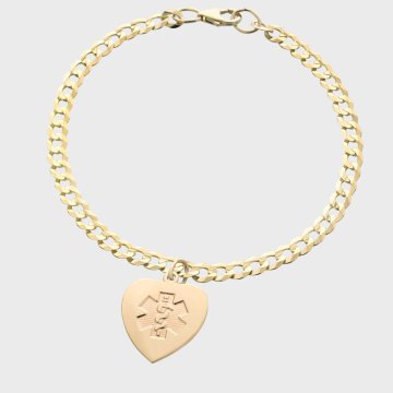 Bracelet à Breloques avec un Cœur en Or 14 Carats