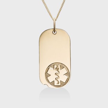 Collier en Or 14 Carats avec une Étiquette Ovale en Relief