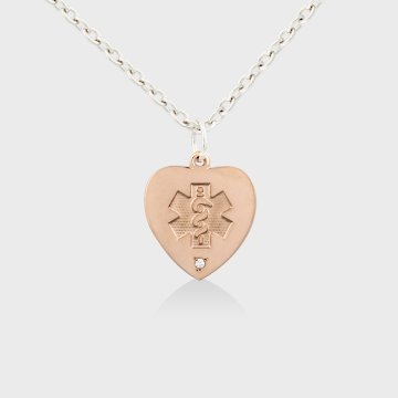 Coeur en Relief en Or Rose 14 Carats avec Diamant