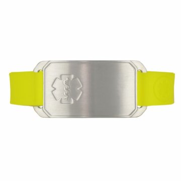 Bracelet Grand Flex en Acier Inoxidable sur Silicone Jaune