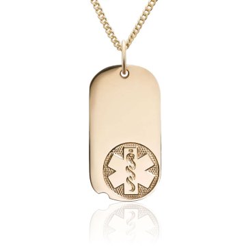 Collier en Relief avec une Étiquette Ovale remplie d'Or 10 Carats
