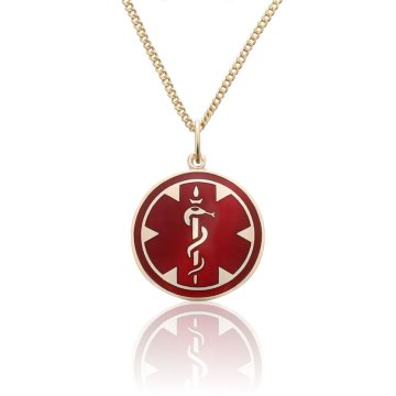 Collier à Breloque Rouge avec Médaillon rempli d'Or 10 Carats