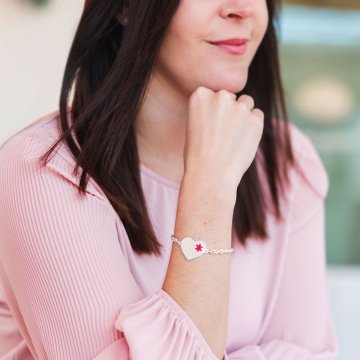 Bracelet Rouge Zoe Heart Station en Argent Sterling