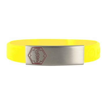 Bracelet élégant en Acier Inoxydable sur Silicone Jaune