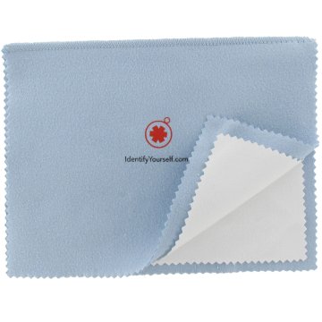 light blue jewelry cleaning and polishing cloth with non-scratching micro-abrasives and treated material