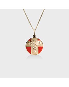 sterling silver medical id necklace for women with heart-shaped pendant, embossed medical emblem