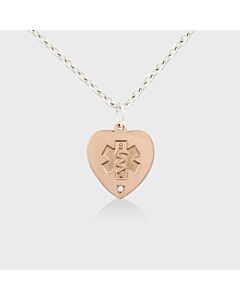 14K Rose Gold Embossed Heart with Diamond