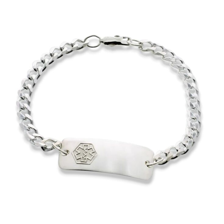 sterling silver medical id bracelet for kids, toddlers, children, petite classic style, small ID size