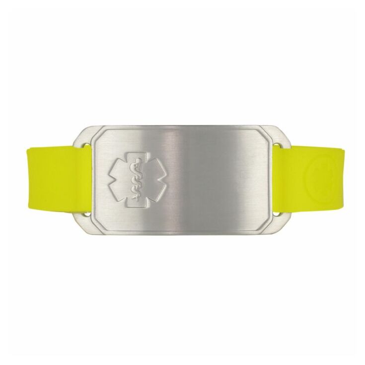 Stainless Steel Large Flex Bracelet on Yellow Silicone 