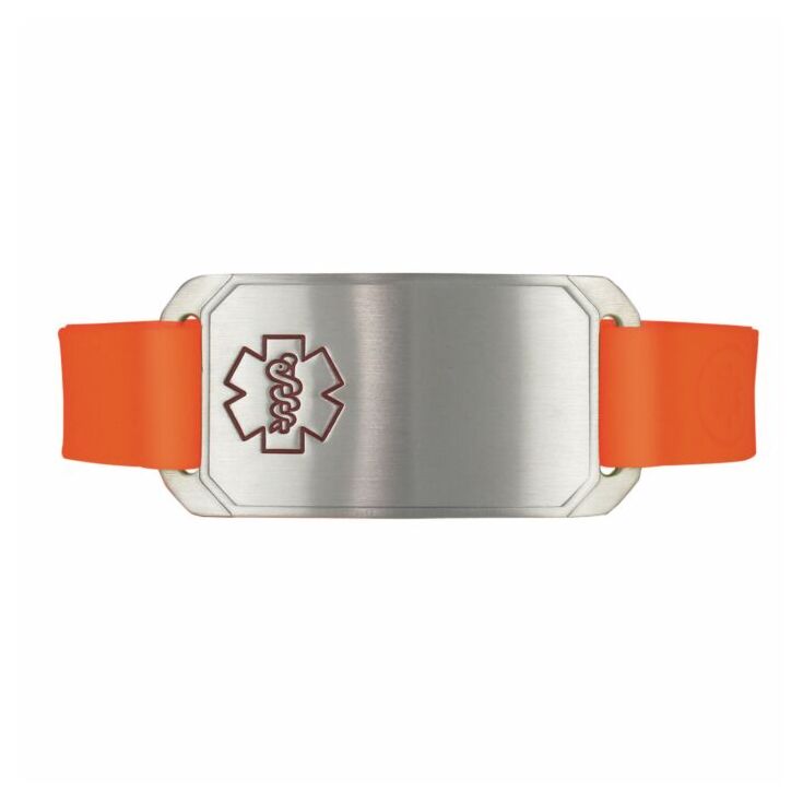 Stainless Steel Large Flex Bracelet on Orange Silicone 