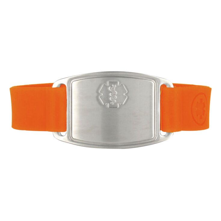 Stainless Steel Small Flex Bracelet on Orange Silicone