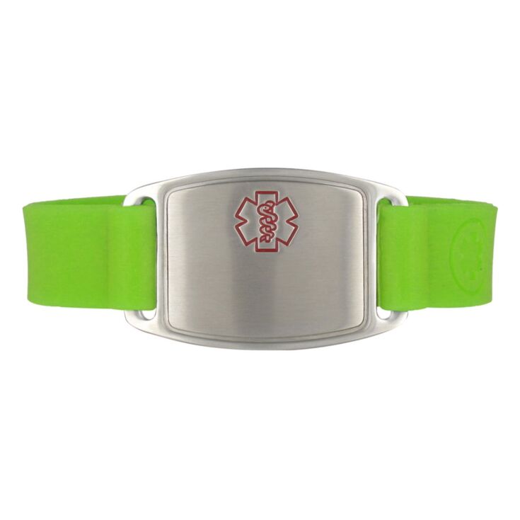 Stainless Steel Small Flex Bracelet on Green Silicone