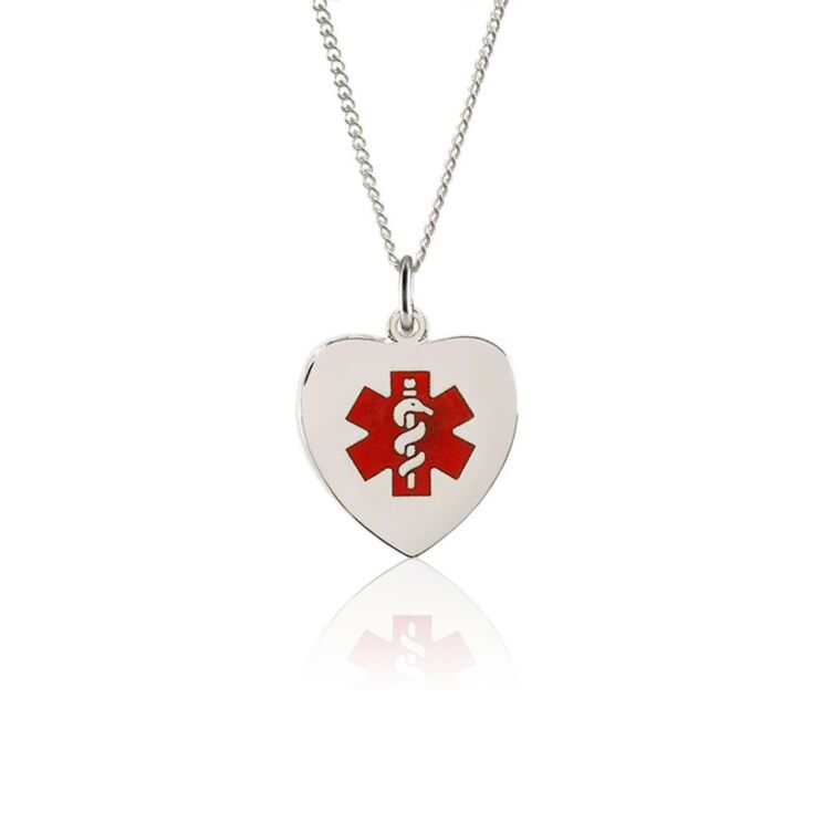 Sterling Silver Heart Red Charm Necklace