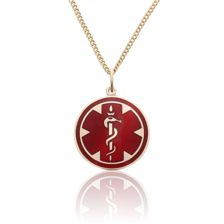 10K Gold-Filled Medallion Red Charm Necklace