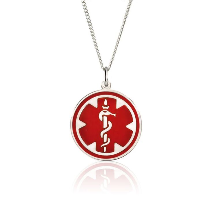 Sterling Silver Medallion Red Necklace