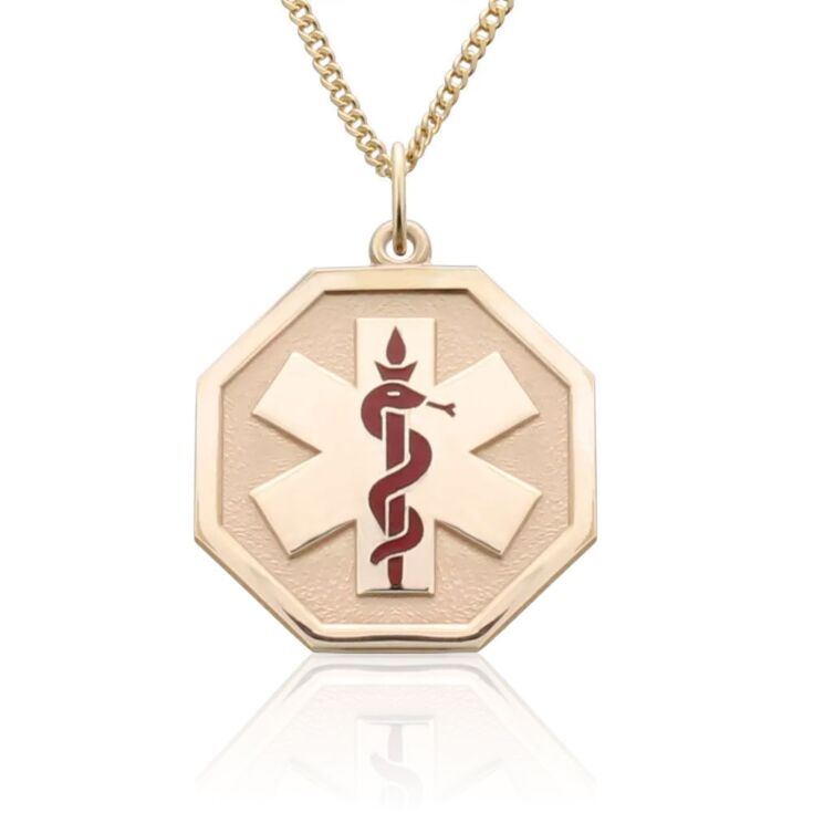 elegant unisex gold medical id necklace