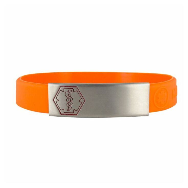 Stainless Steel Sleek Red Outline on Orange Silicone