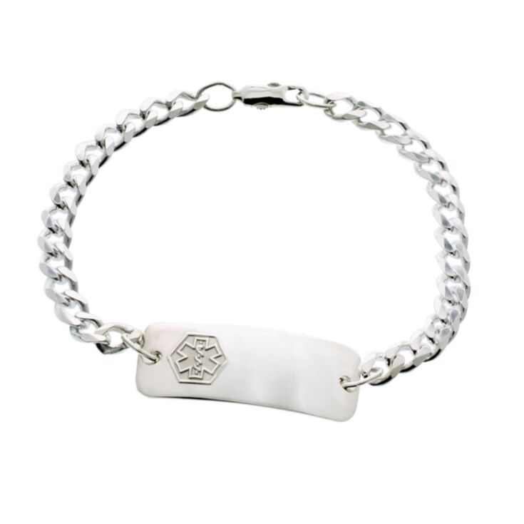 sterling silver medical id bracelet for kids, toddlers, children, petite classic style, small ID size