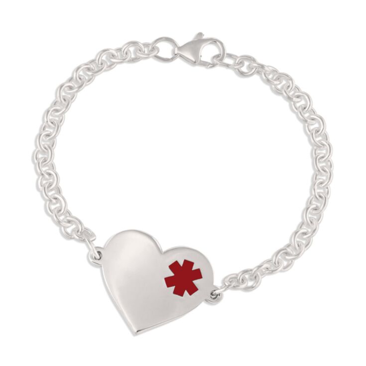 Sterling Silver Zoe Heart Station Red Bracelet