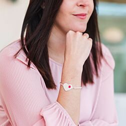 Sterling Silver Zoe Heart Station Red Bracelet