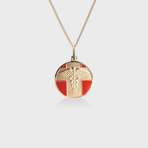 sterling silver medical id necklace for women with heart-shaped pendant, embossed medical emblem