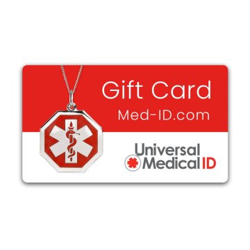 american medical id gift card, electronic gift card for medical id jewelry and medical id tag accessories