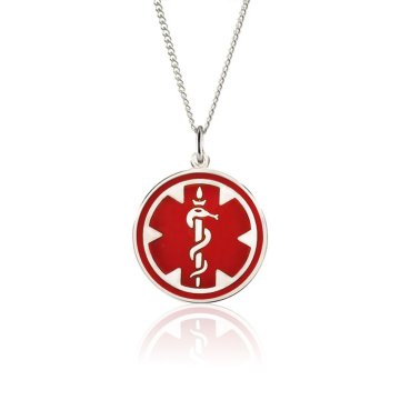 Sterling Silver Medallion Red Necklace