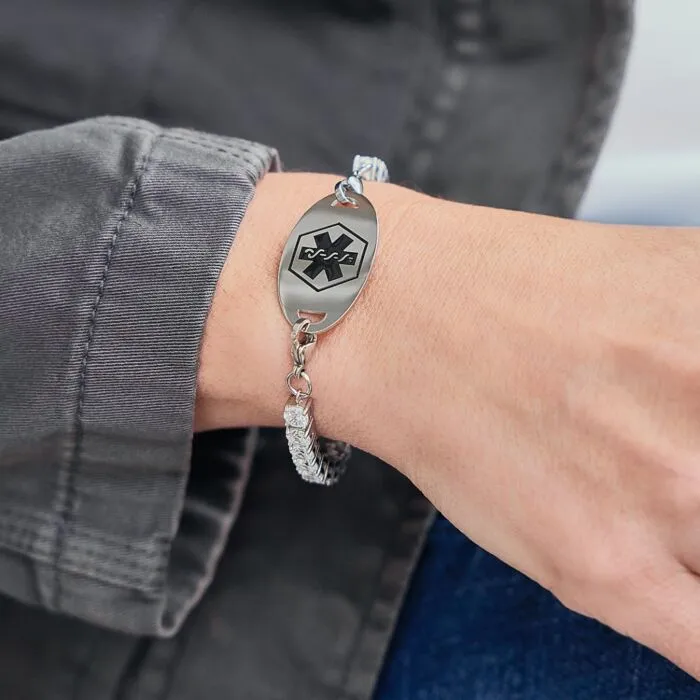 Stainless Mingle on Tennis Bracelet | Universal Medical ID
