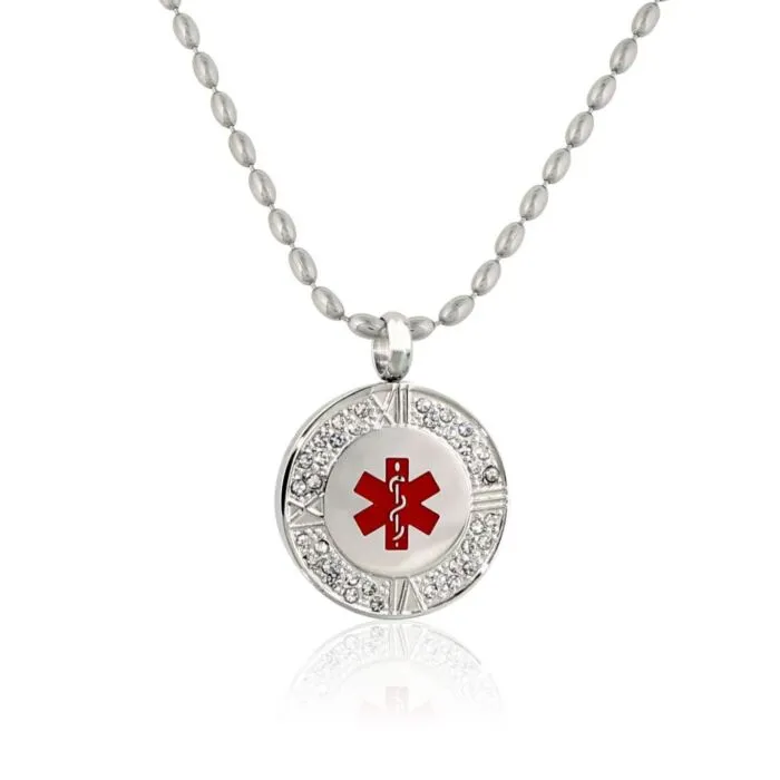 Crystal Pendant Medical Alert Necklace by American Medical ID