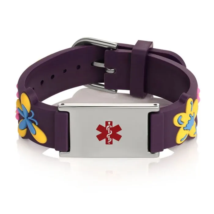 Autism Medical Id Bracelets For Kids Kids Butterfly Silicone Medical